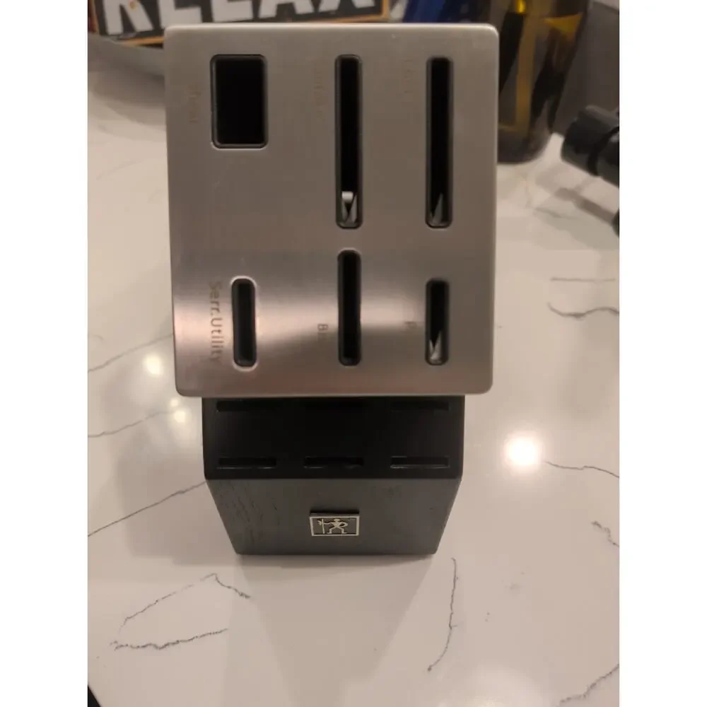 Zwilling J.A. Henckels Self-Sharpening 12 Slot Wood Knife Block | Black & Silver